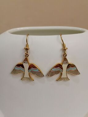 Laurel Burch Dyrland Dove Pierced Earrings - Vintage 80s